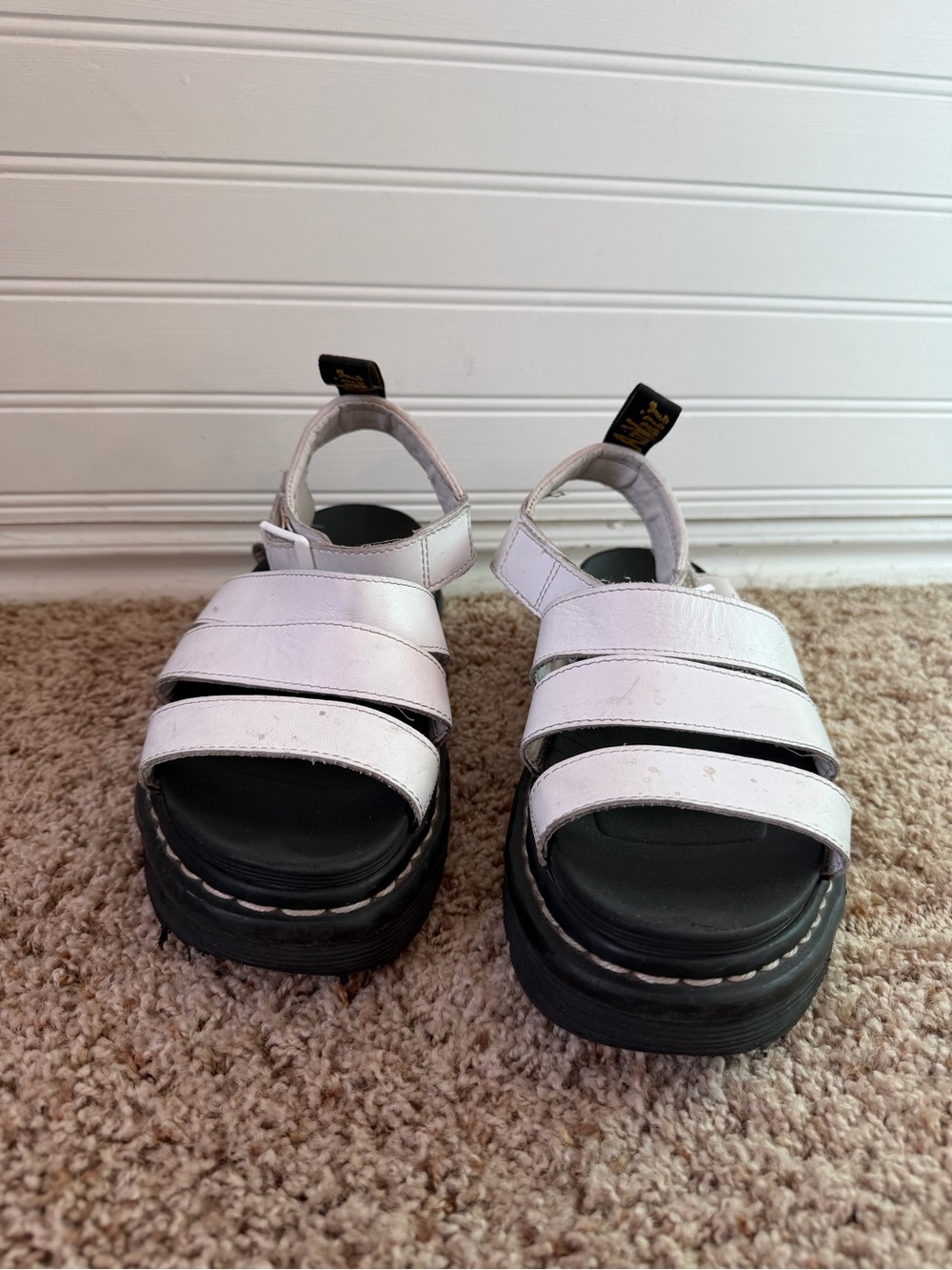 Dr. Martens White Platform Strappy Sandals